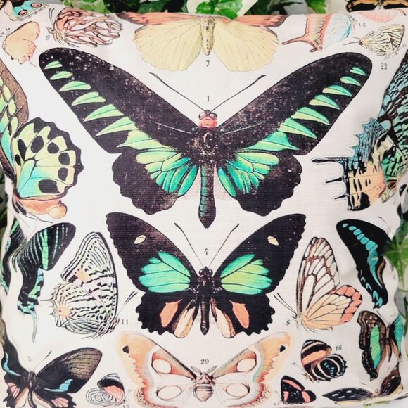 Accent Throw Pillowcase Botanical Butterflies Monarch Butterfly Cushion Cover - Picture 5 of 13